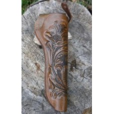Handmade Slim Holster with Floral Design  Medium Brown RH